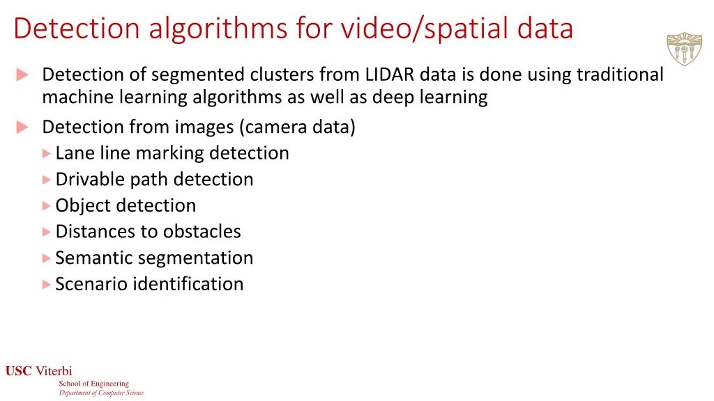 detection algorithms for video spatial data