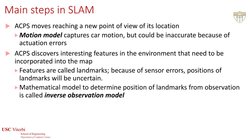 main steps in slam