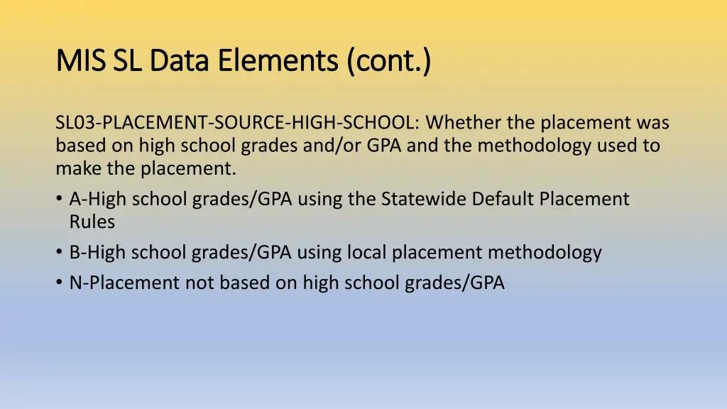 mis sl data elements cont mis sl data elements