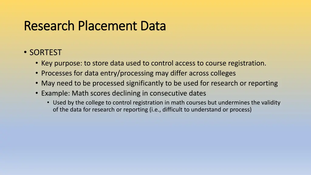 research placement data research placement data