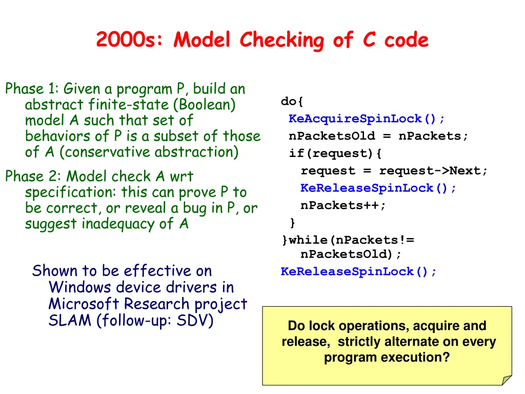 2000s model checking of c code