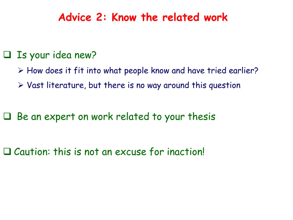 advice 2 know the related work