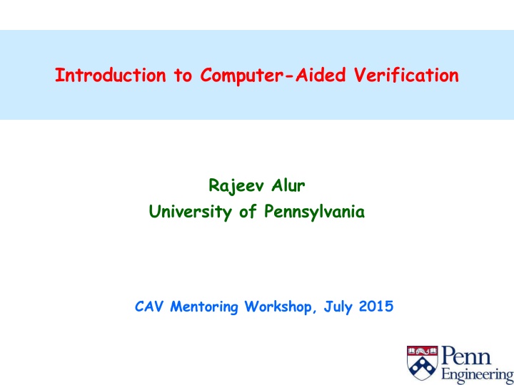 introduction to computer aided verification