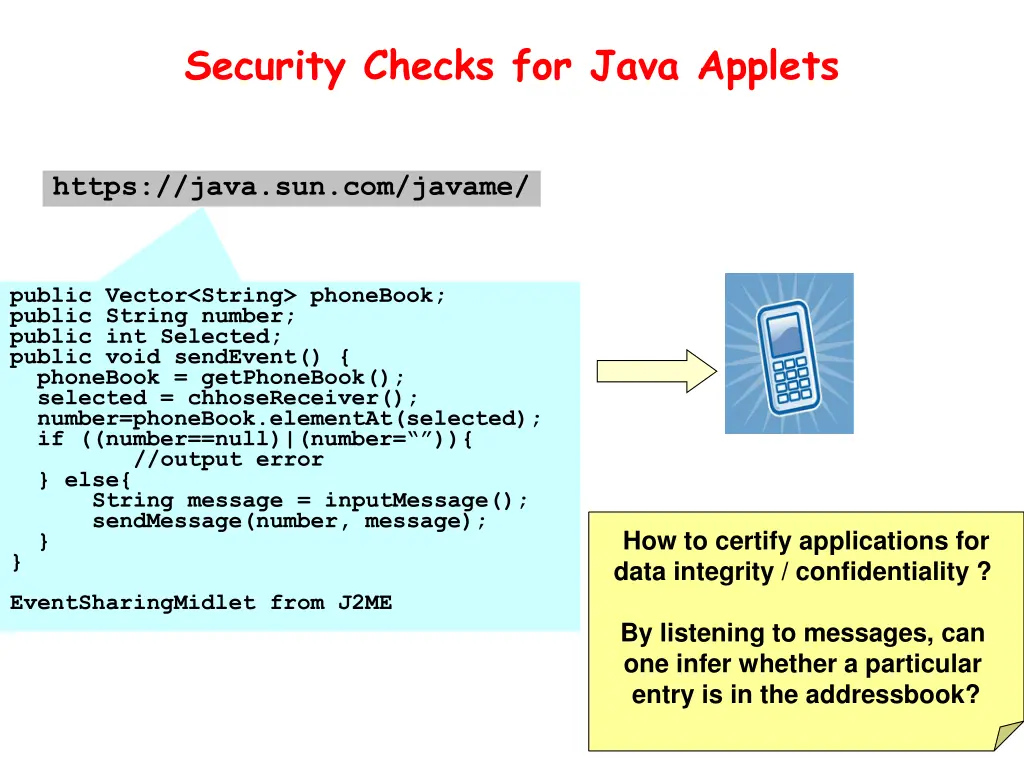 security checks for java applets