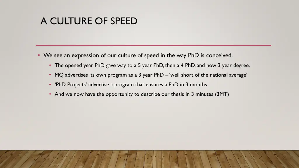 a culture of speed