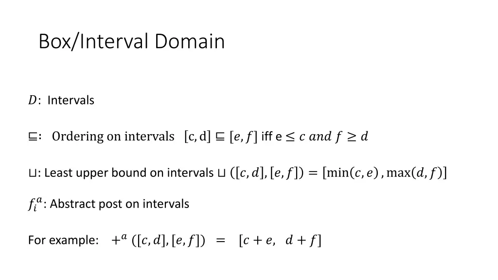 box interval domain