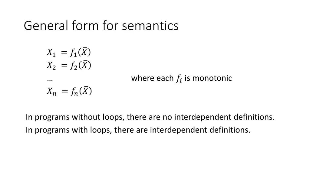 general form for semantics