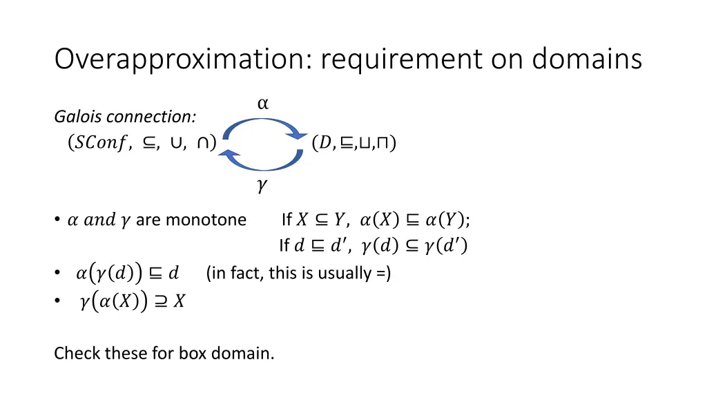 overapproximation requirement on domains