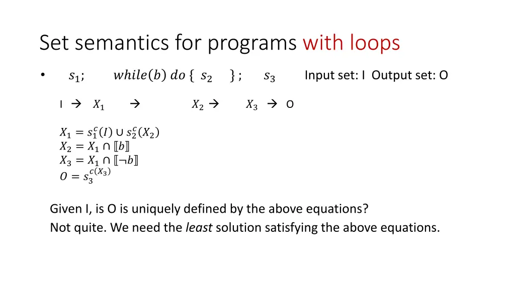 set semantics for programs with loops