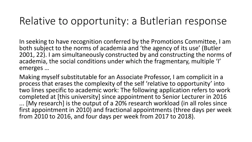 relative to opportunity a butlerian response