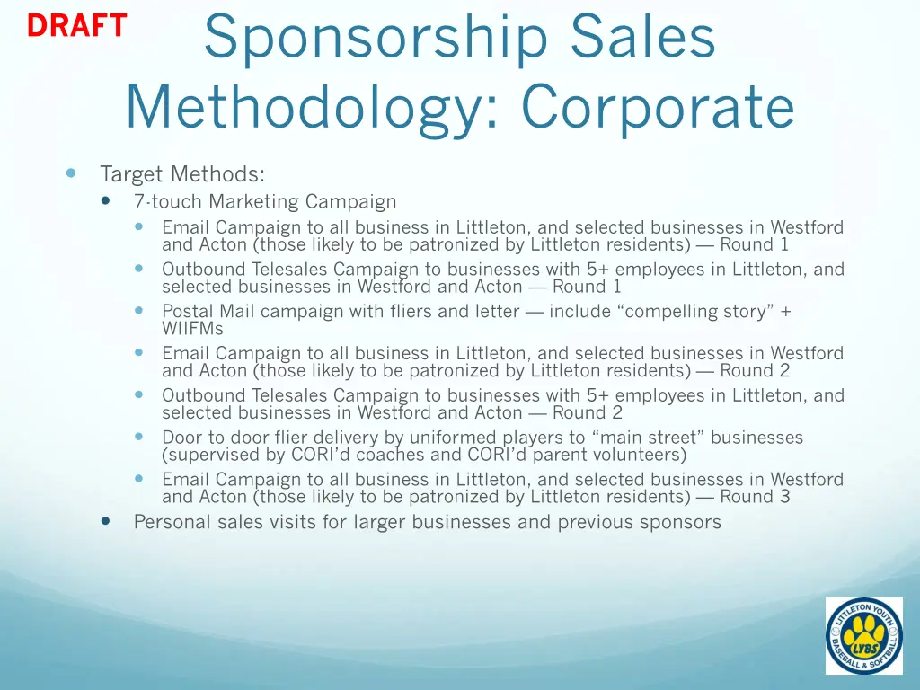 sponsorship sales methodology corporate