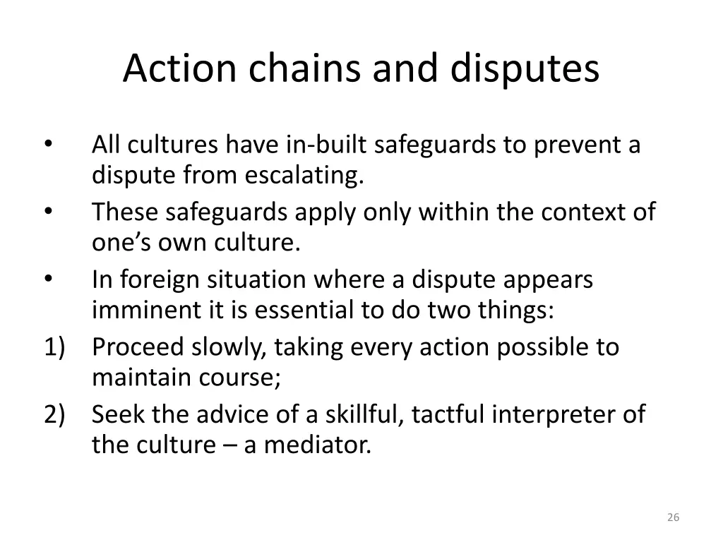 action chains and disputes