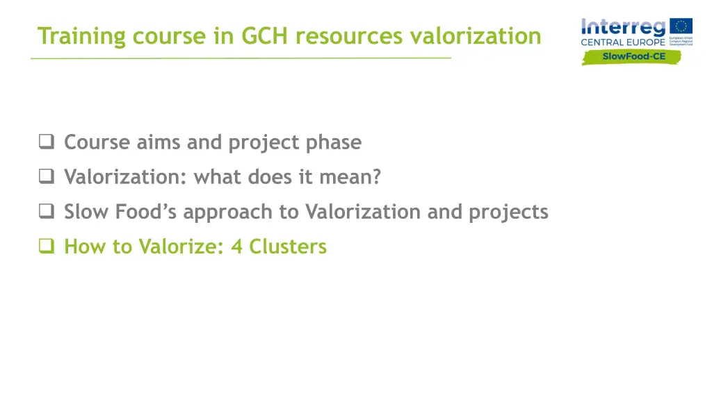 training course in gch resources valorization 3