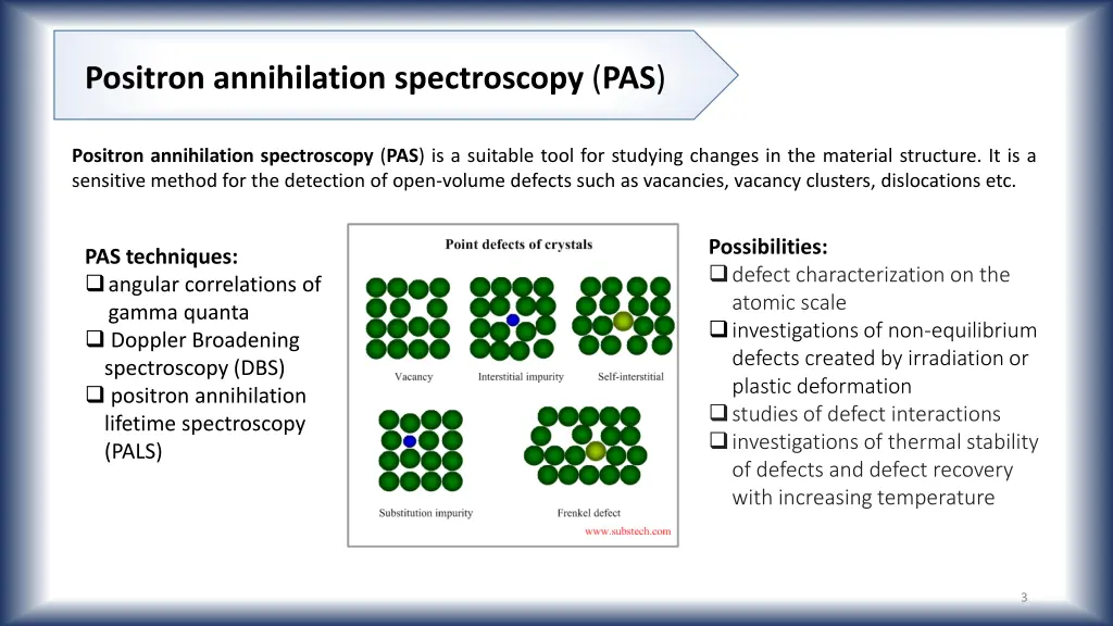 positron annihilation spectroscopy pas