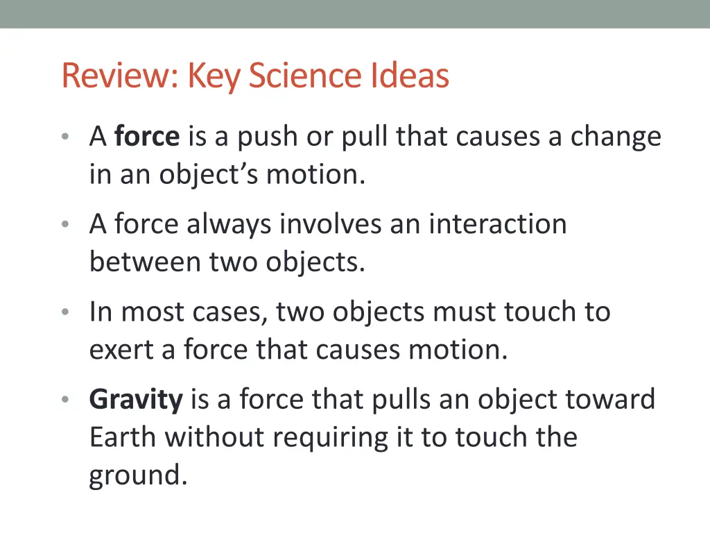 review key science ideas