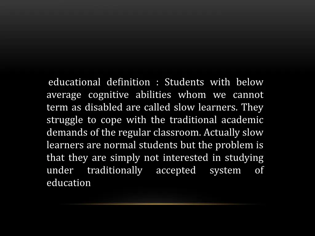 educational definition students with below