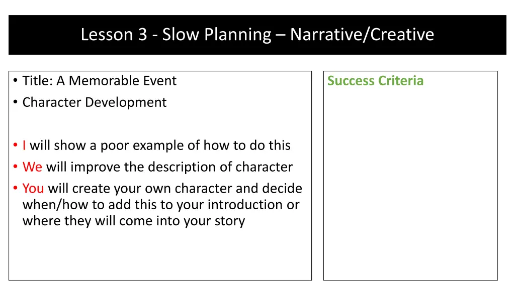 lesson 3 slow planning narrative creative 1