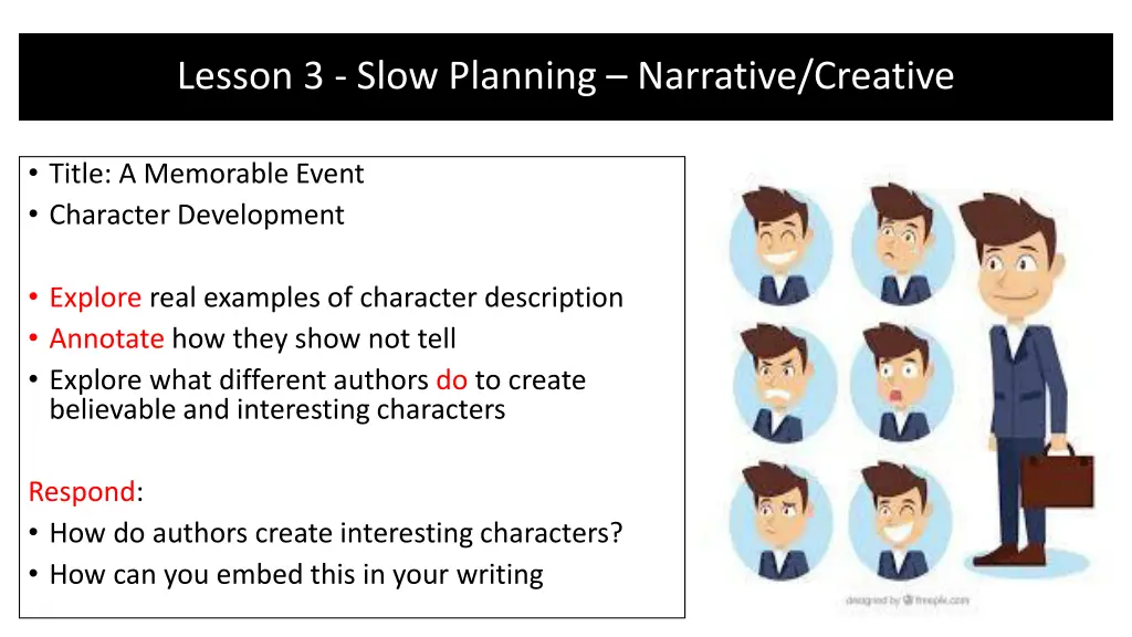 lesson 3 slow planning narrative creative