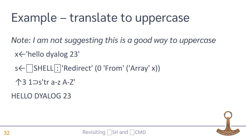 example translate to uppercase