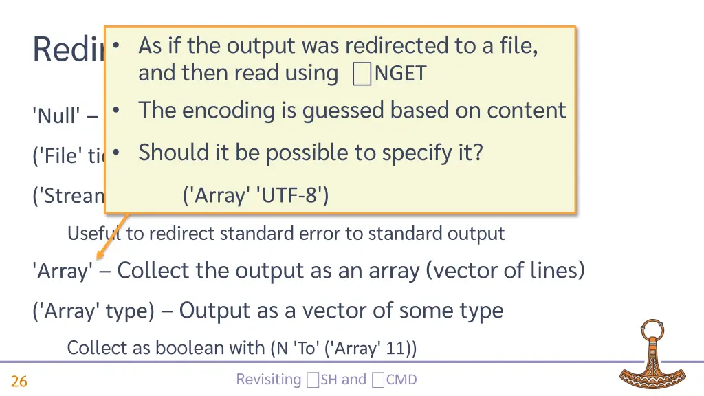 redirection targets mode to and then read using