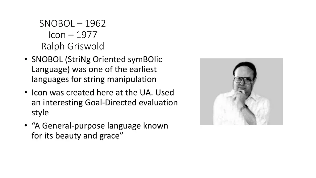 snobol 1962 icon 1977 ralph griswold snobol