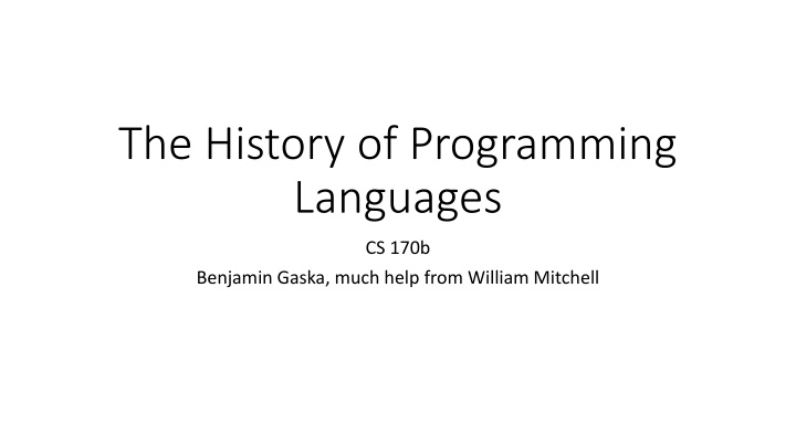 the history of programming languages