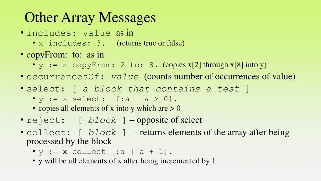 other array messages includes value