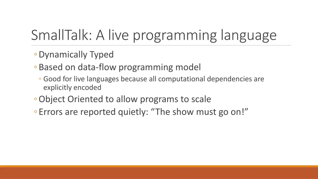 smalltalk a live programming language