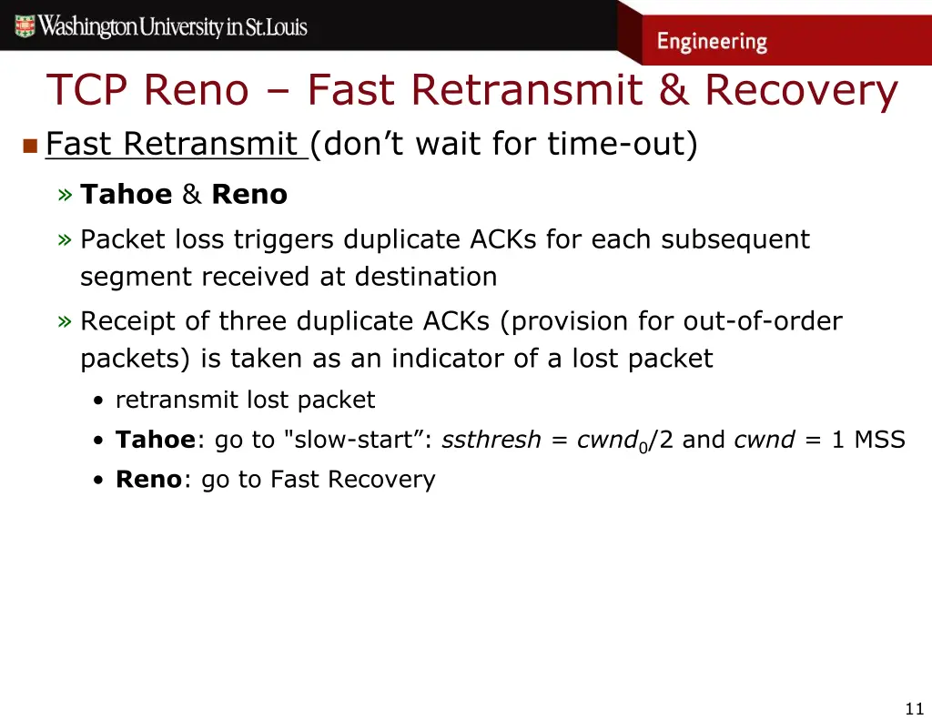 tcp reno fast retransmit recovery fast retransmit