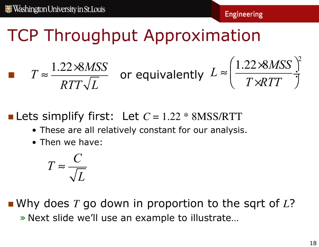 tcp throughput approximation