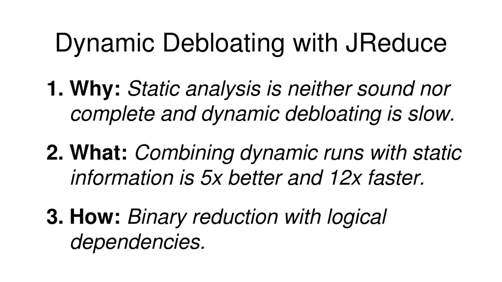 dynamic debloating with jreduce 1