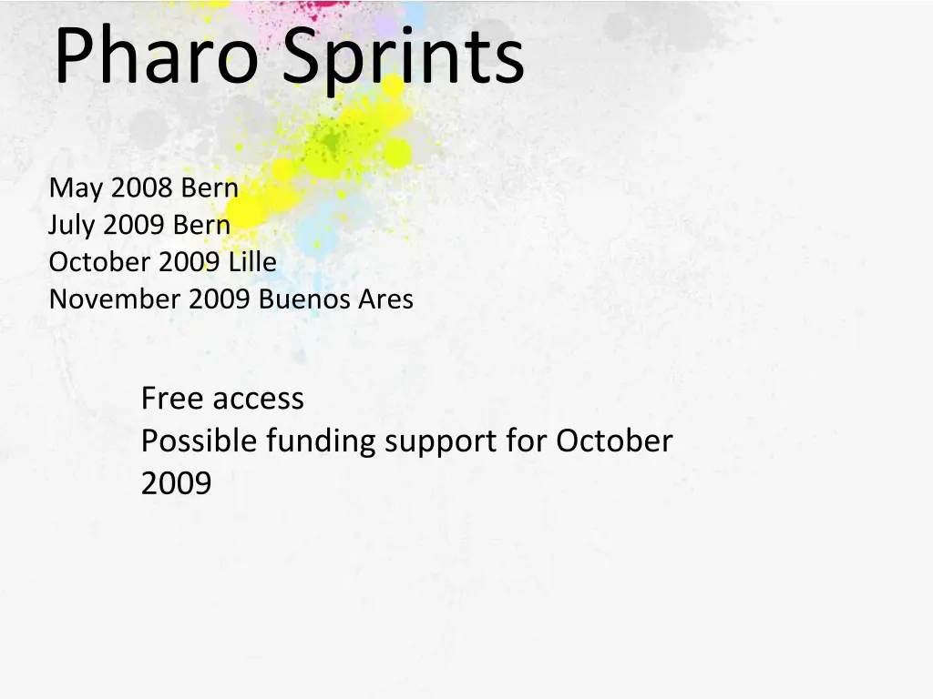 pharo sprints