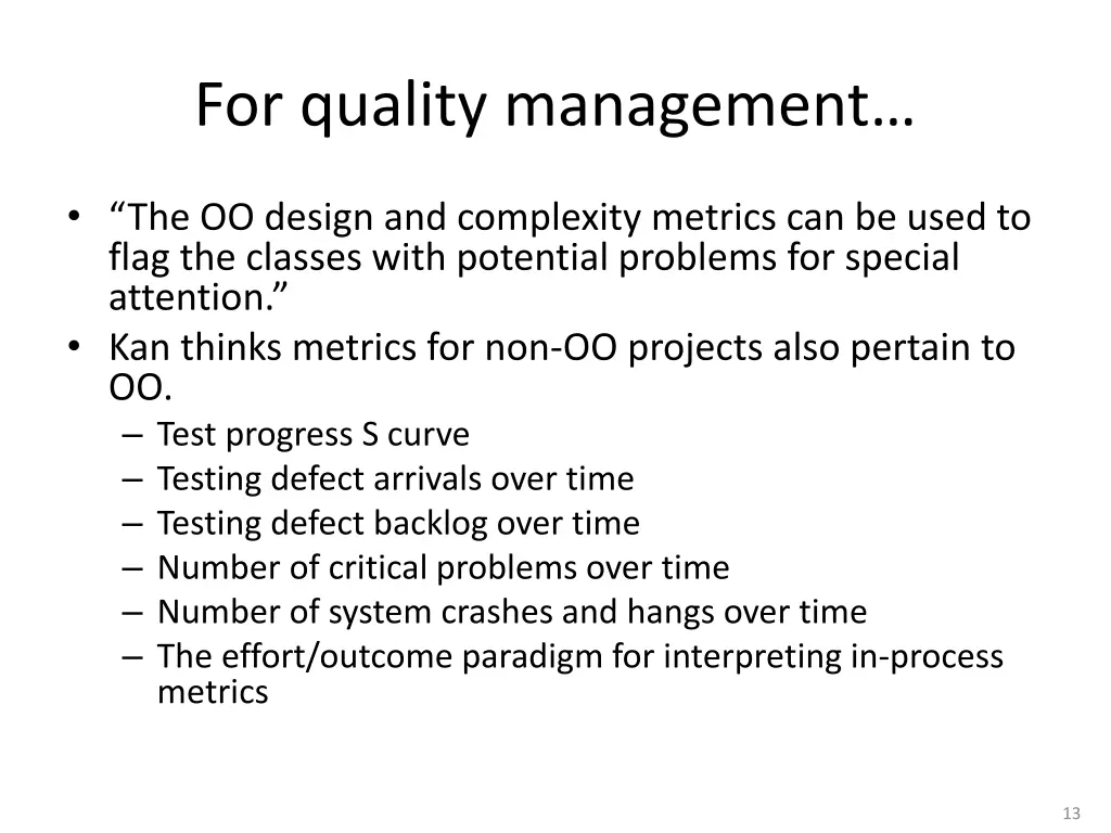 for quality management