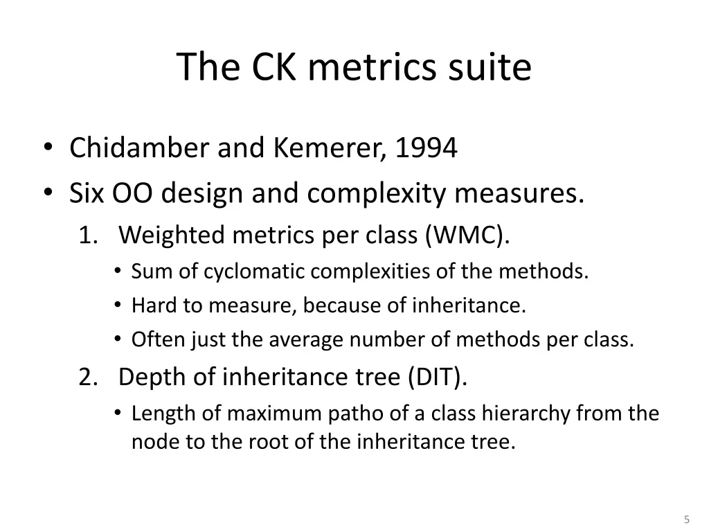 the ck metrics suite