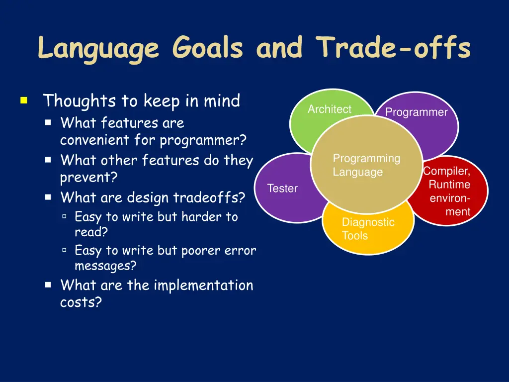 language goals and trade offs