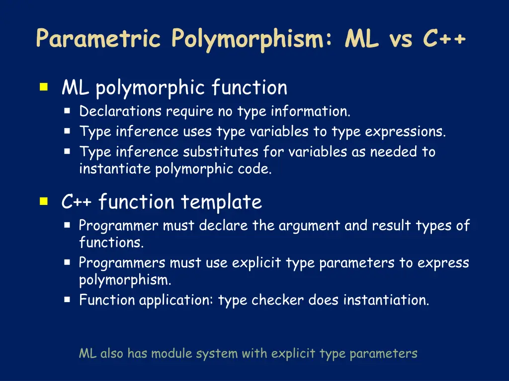 parametric polymorphism ml vs c