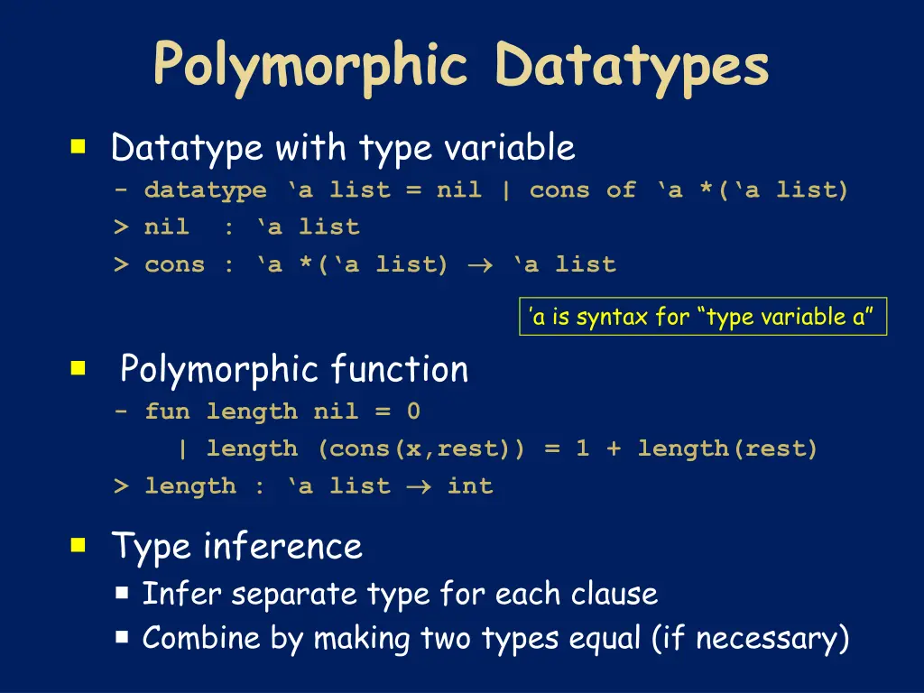 polymorphic datatypes