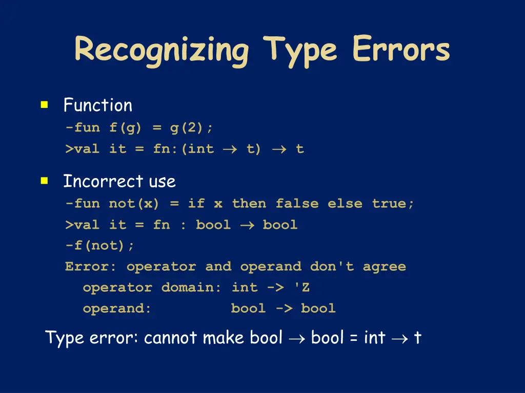 recognizing type errors