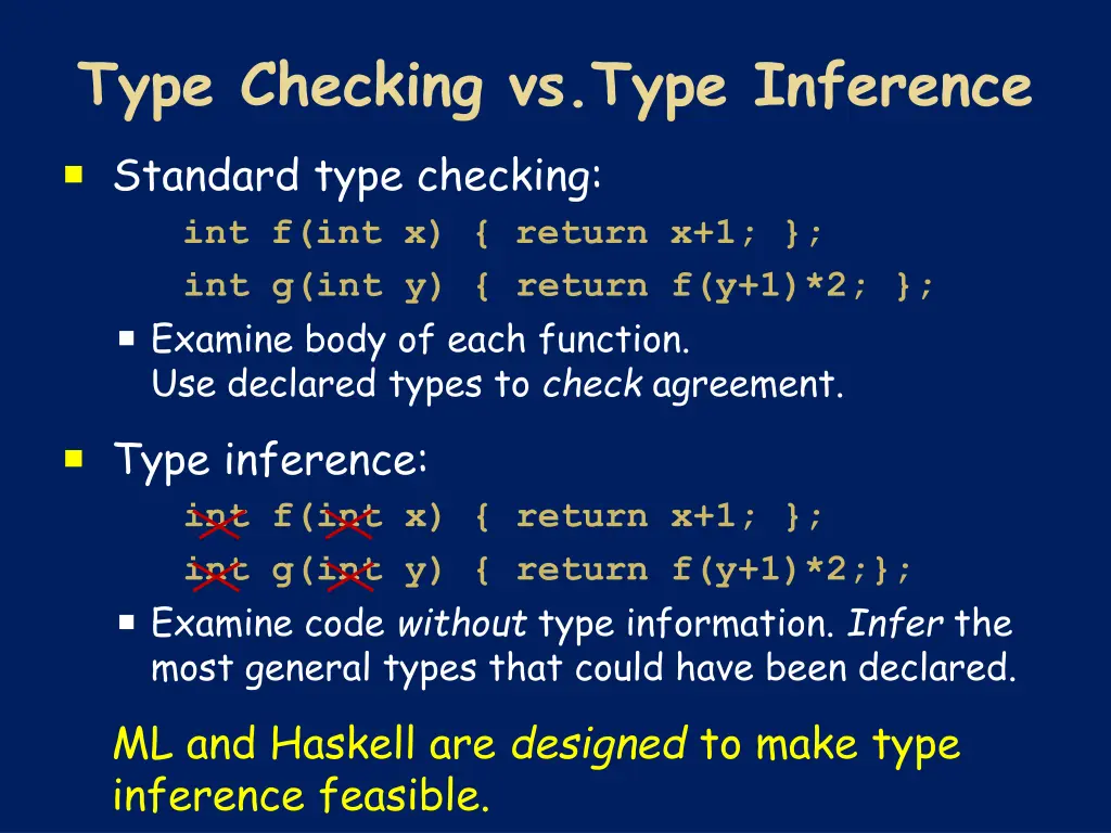 type checking vs type inference standard type