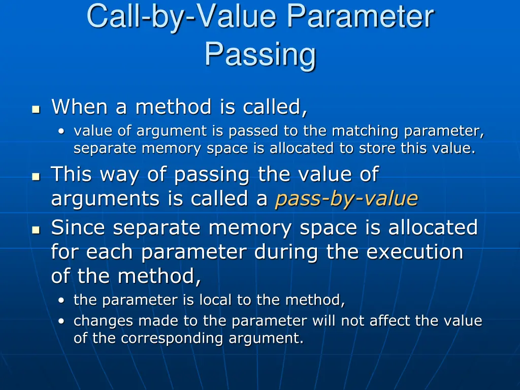 call by value parameter passing