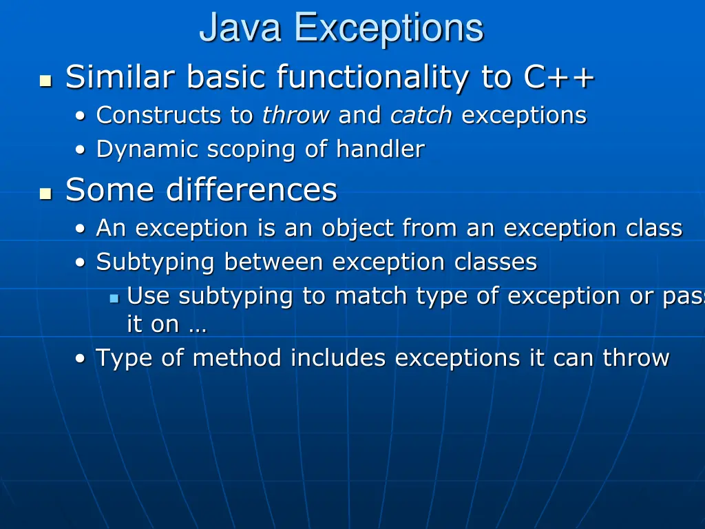 java exceptions