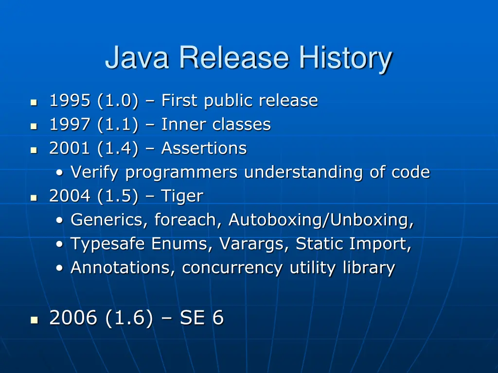 java release history