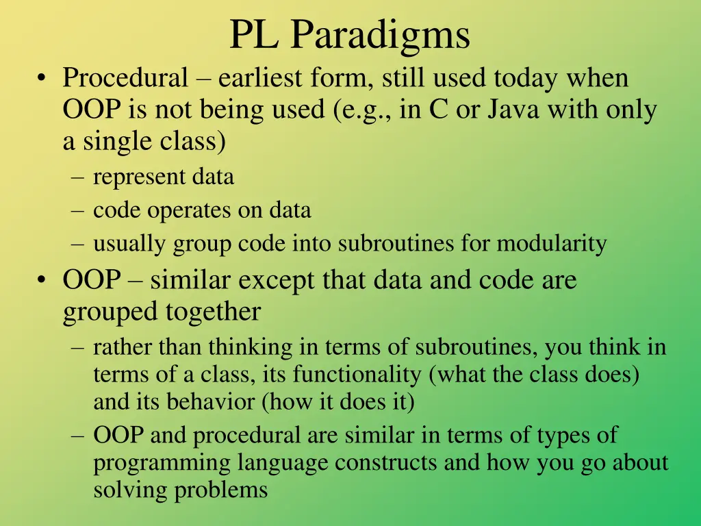 pl paradigms