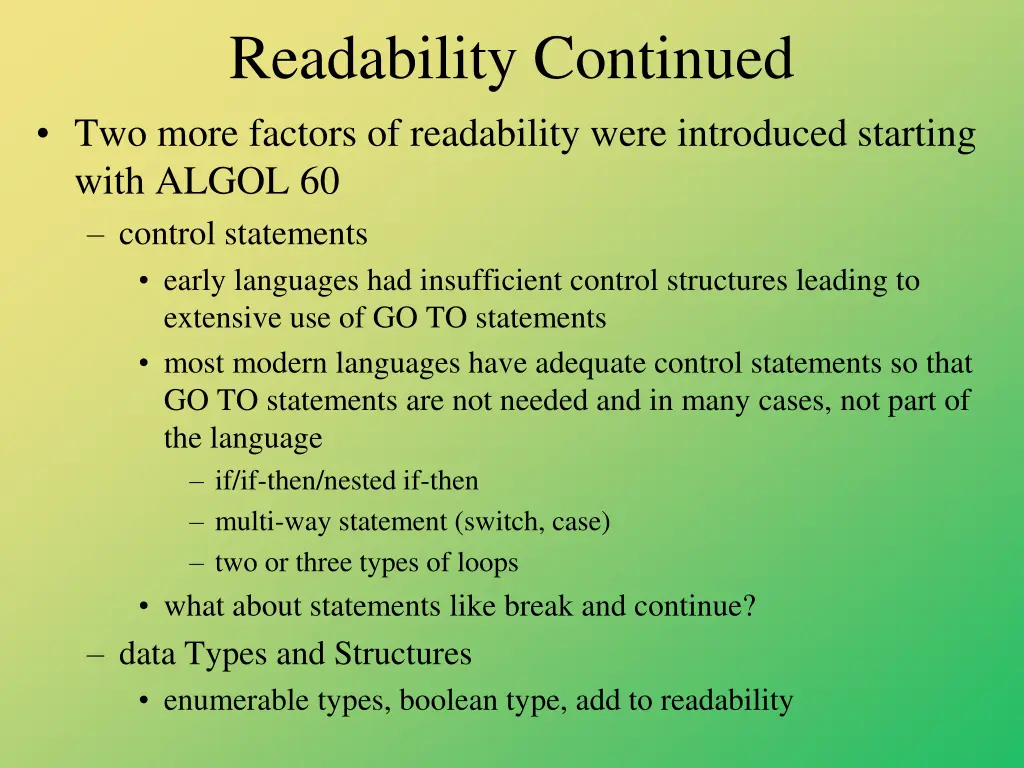 readability continued two more factors