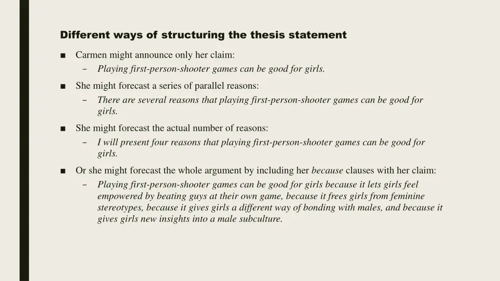 different ways of structuring the thesis statement