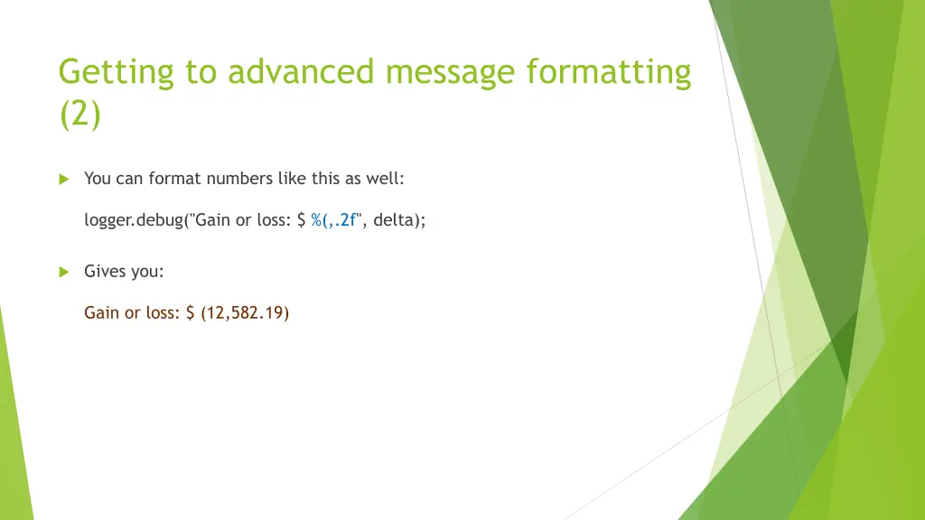 getting to advanced message formatting 2