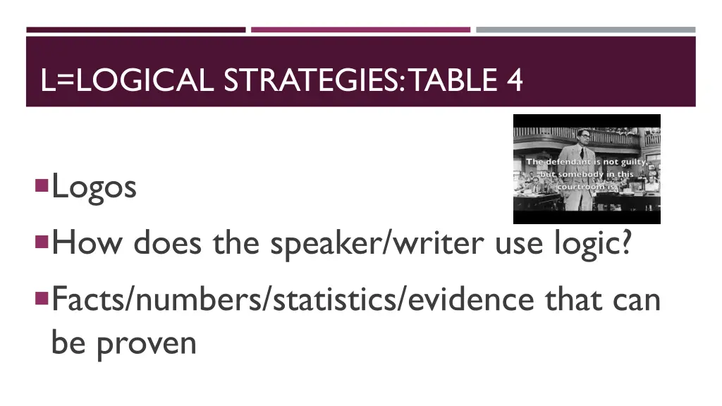 l logical strategies table 4