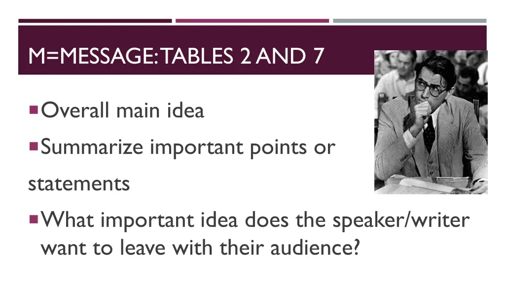 m message tables 2 and 7