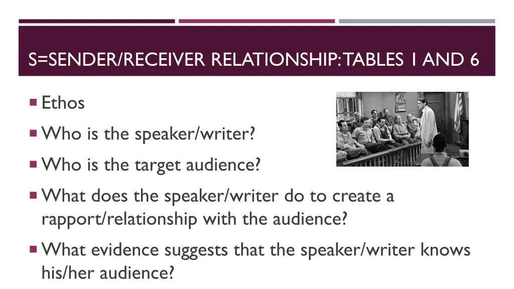 s sender receiver relationship tables 1 and 6