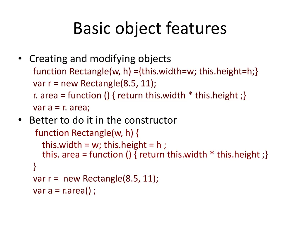 basic object features